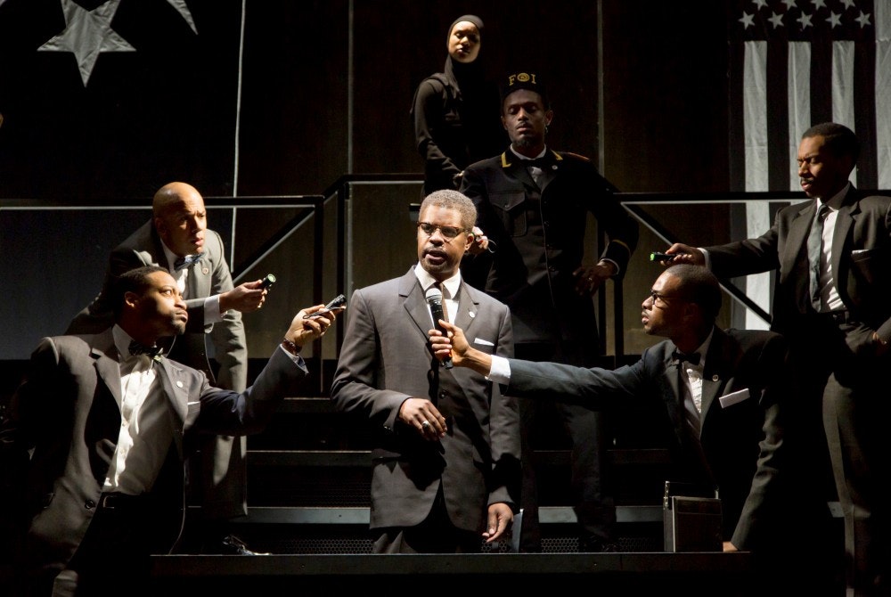 The cast of "X Or, Betty Shabazz v. The Nation," by Marcus Gardley, directed by Ian Belknap. Produced by The Acting Company